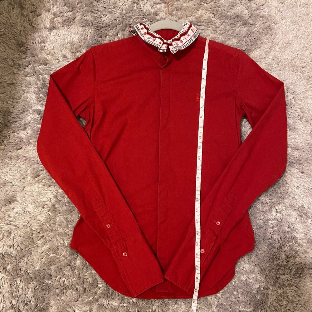 Ralph Lauren Women’s Super Slim Fit Red Shirt 95% Cotton French Cuffs Sz 4 - Picture 10 of 15